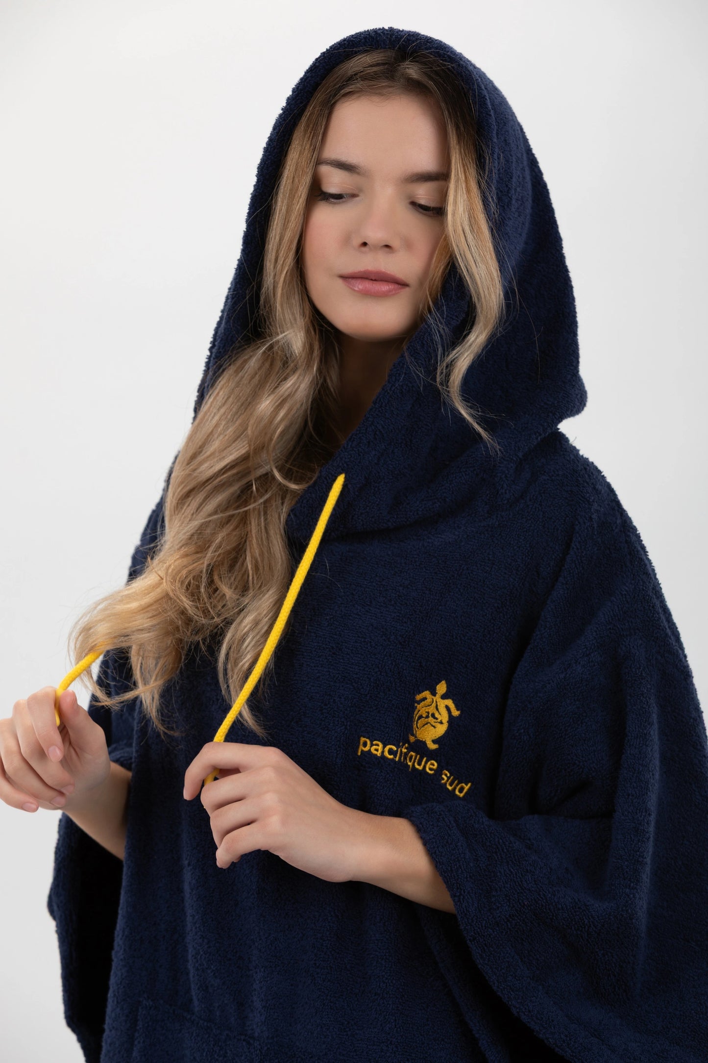 Navy Blue Surf Poncho - One Size - Cotton - with sleeves