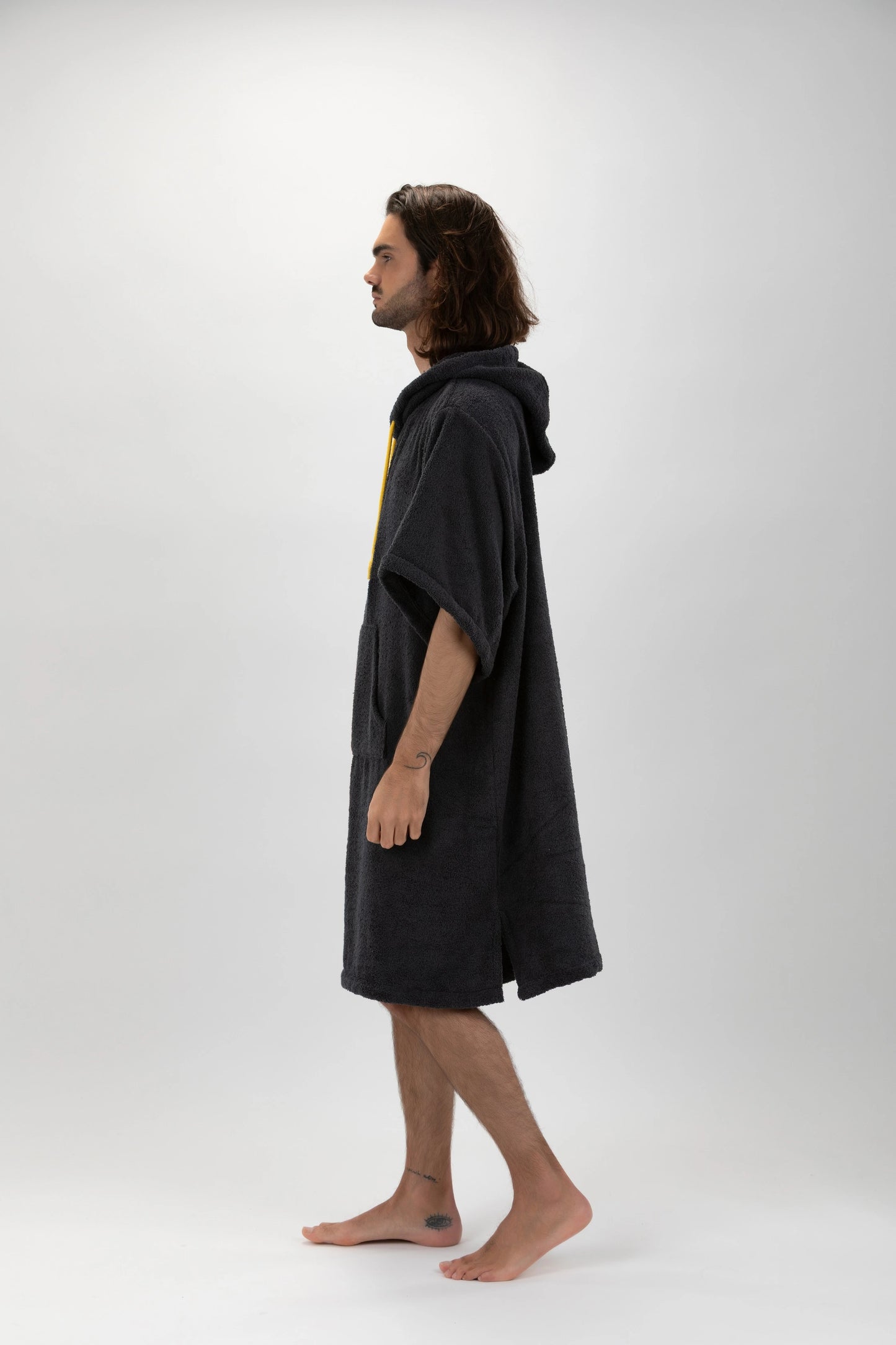 Dark Gray Surf Poncho - One Size - Cotton - with sleeves