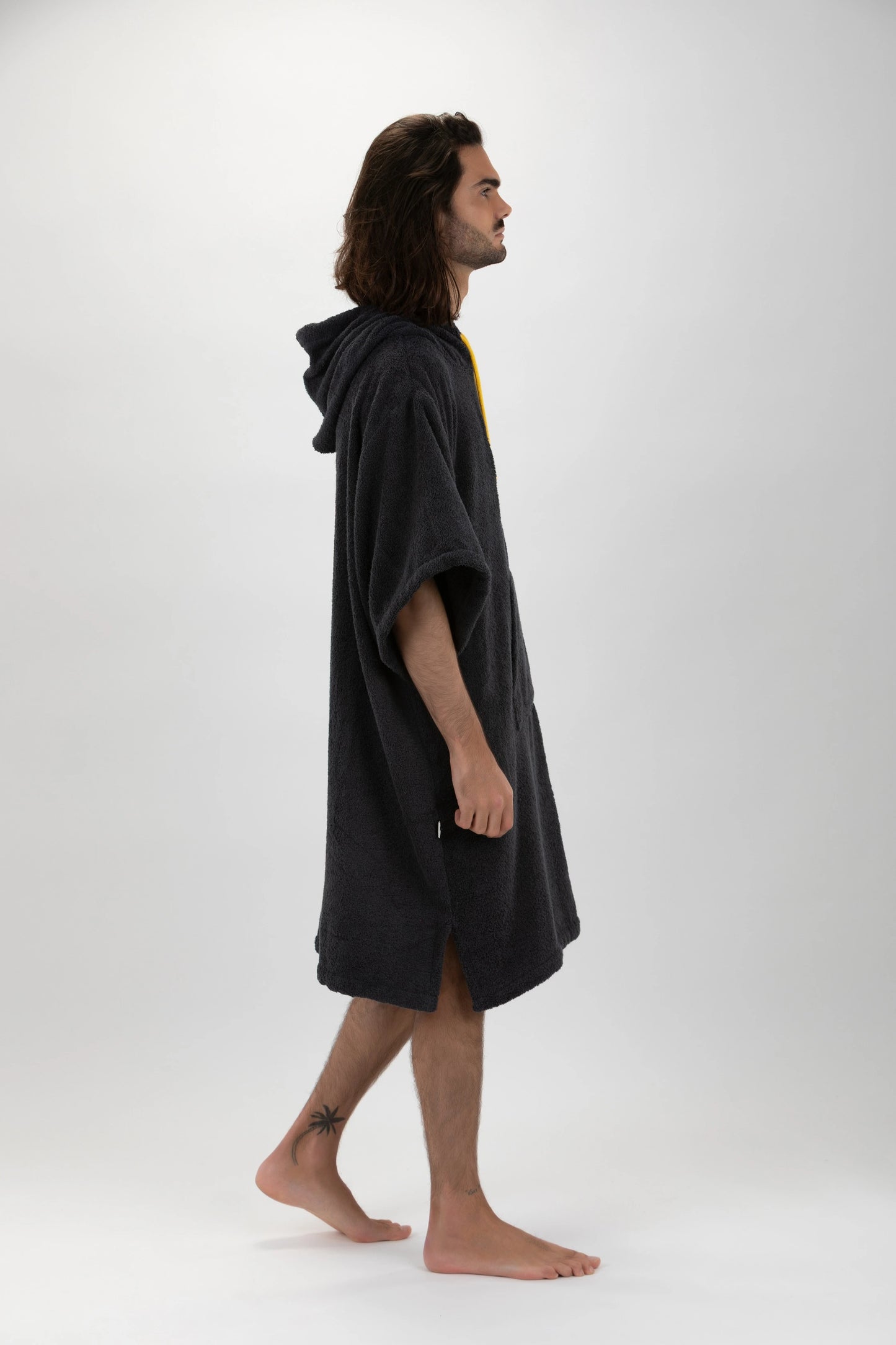 Dark Gray Surf Poncho - One Size - Cotton - with sleeves