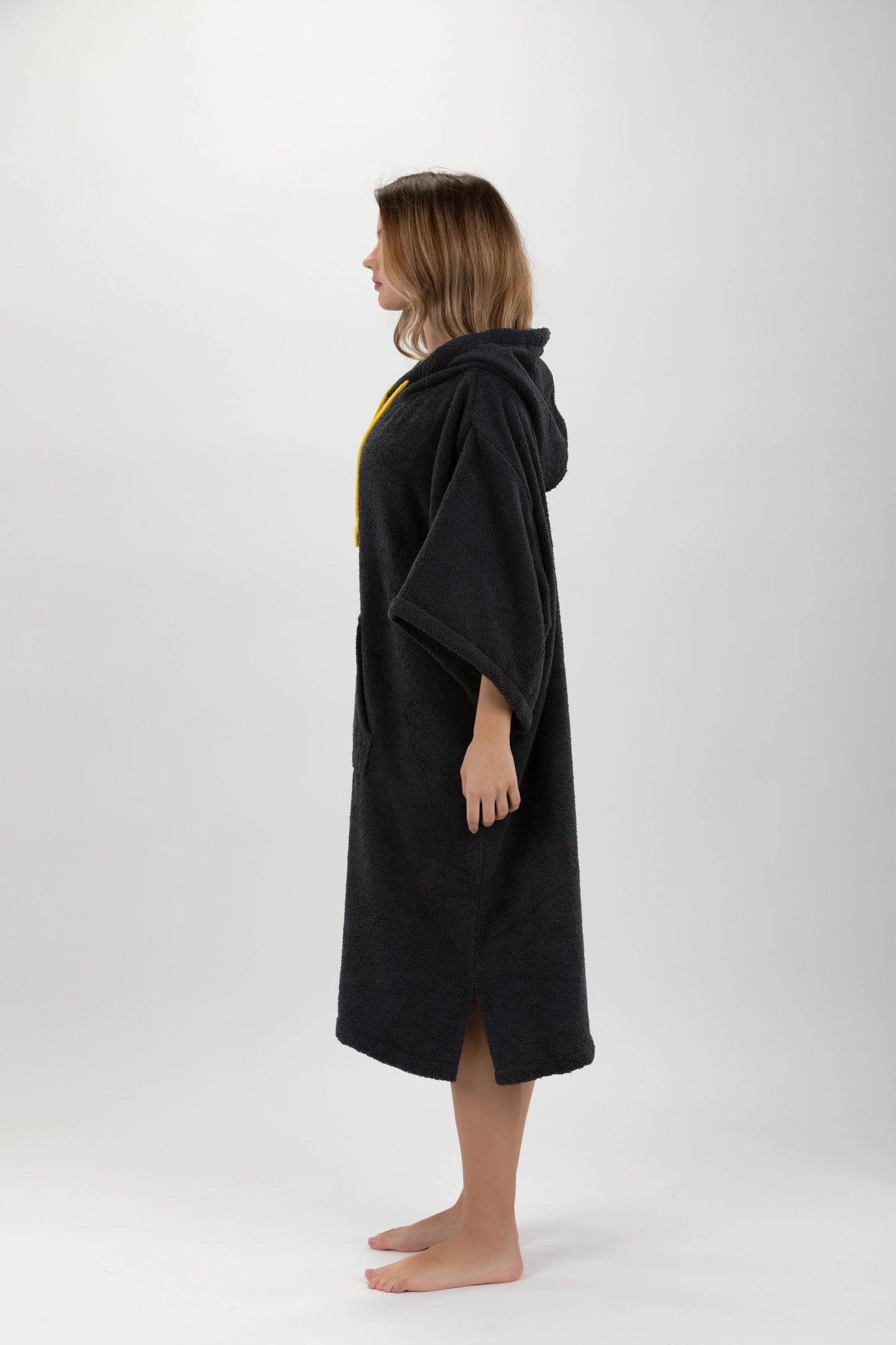 Dark Gray Surf Poncho - One Size - Cotton - with sleeves