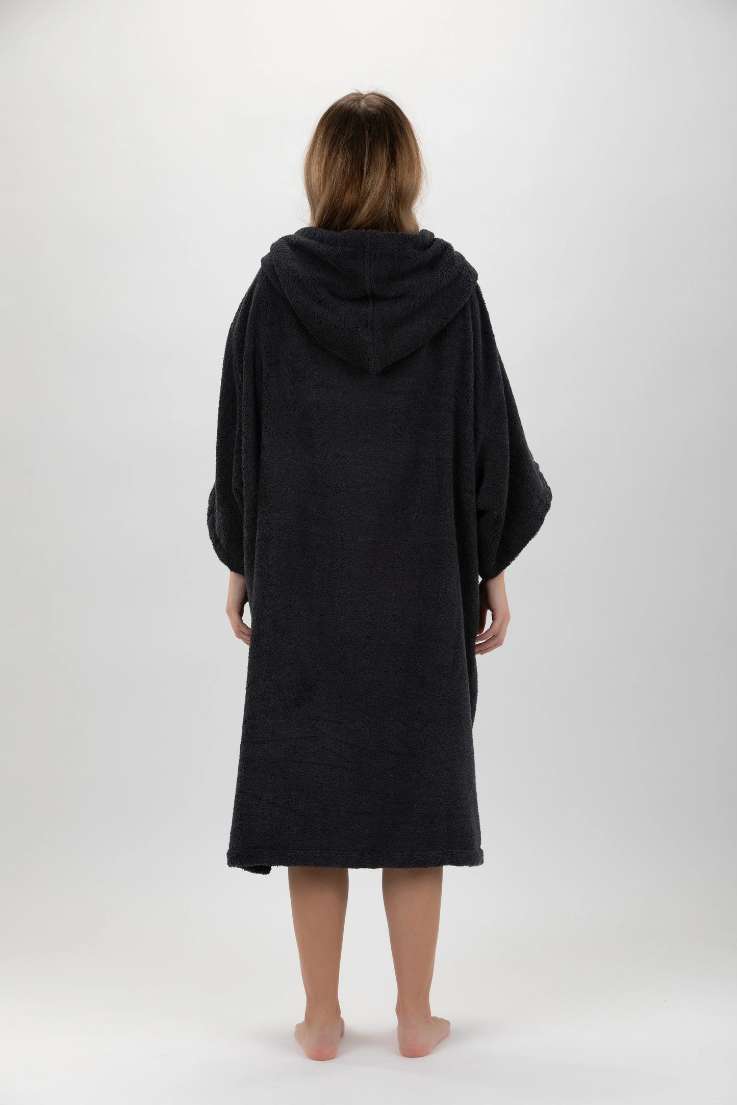 Dark Gray Surf Poncho - One Size - Cotton - with sleeves