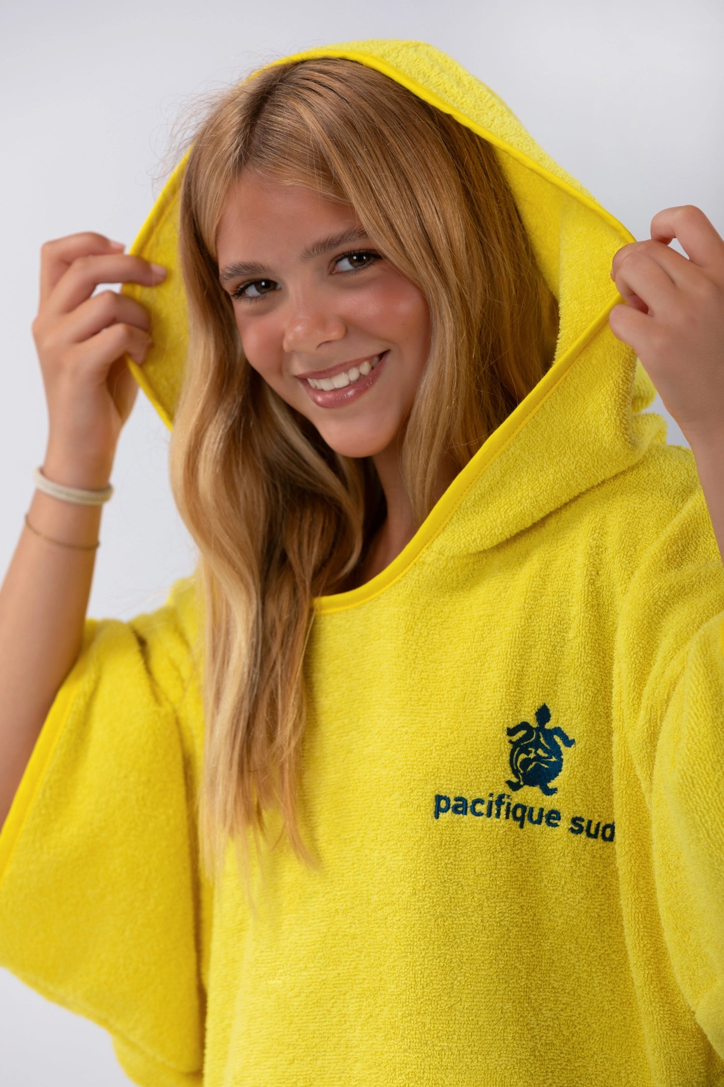 Poncho Surf Kids - Gelb - Baumwolle - Mit Ärmeln