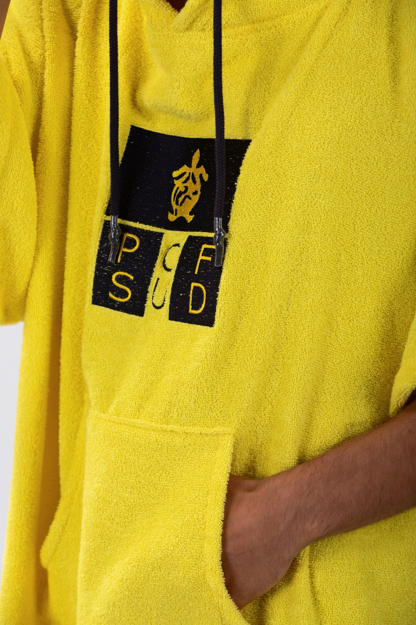 Surf Poncho Giallo - Taglia Unica - Cotone - con maniche