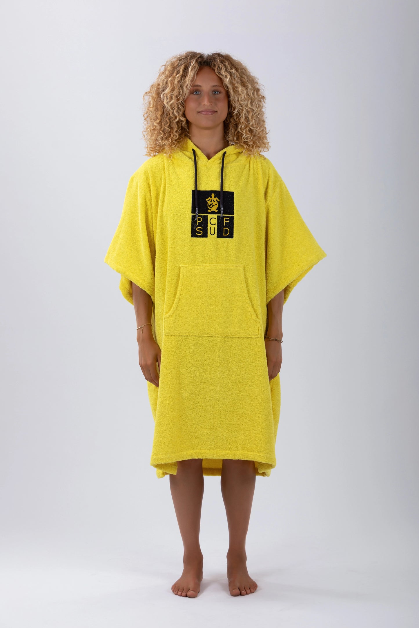 Surf Poncho Giallo - Taglia Unica - Cotone - con maniche