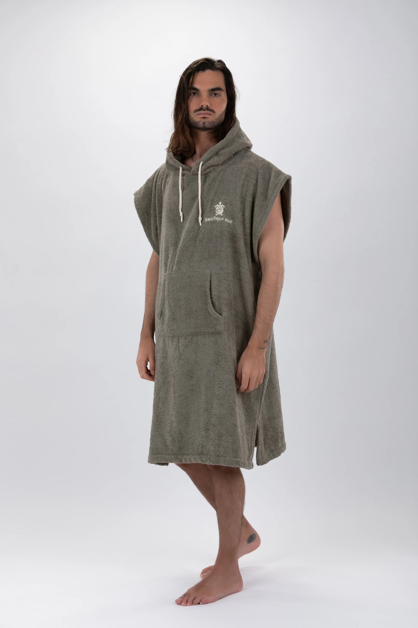 Green Surf Poncho - Large Size - Cotton - Sleeveless