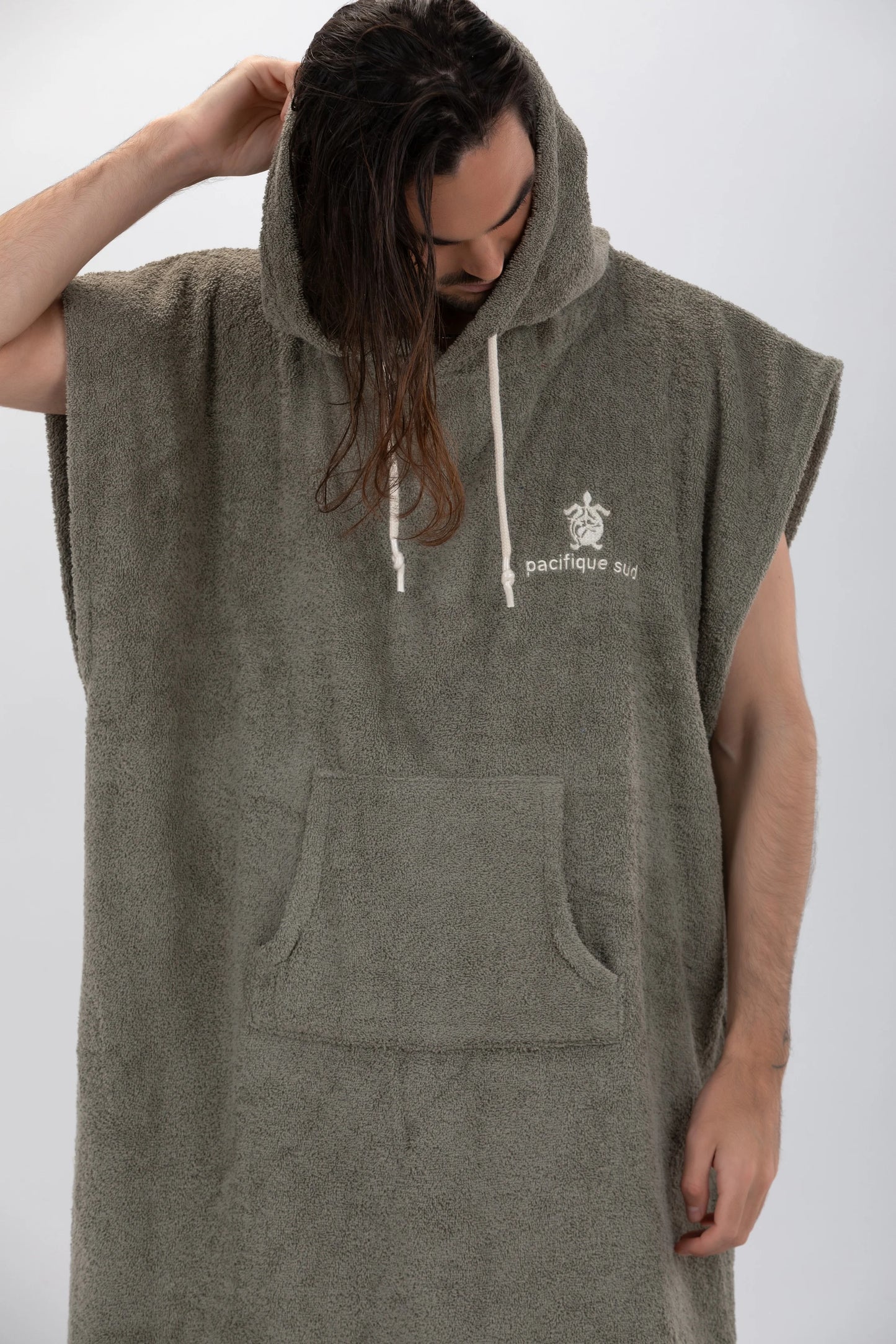 Green Surf Poncho - Large Size - Cotton - Sleeveless