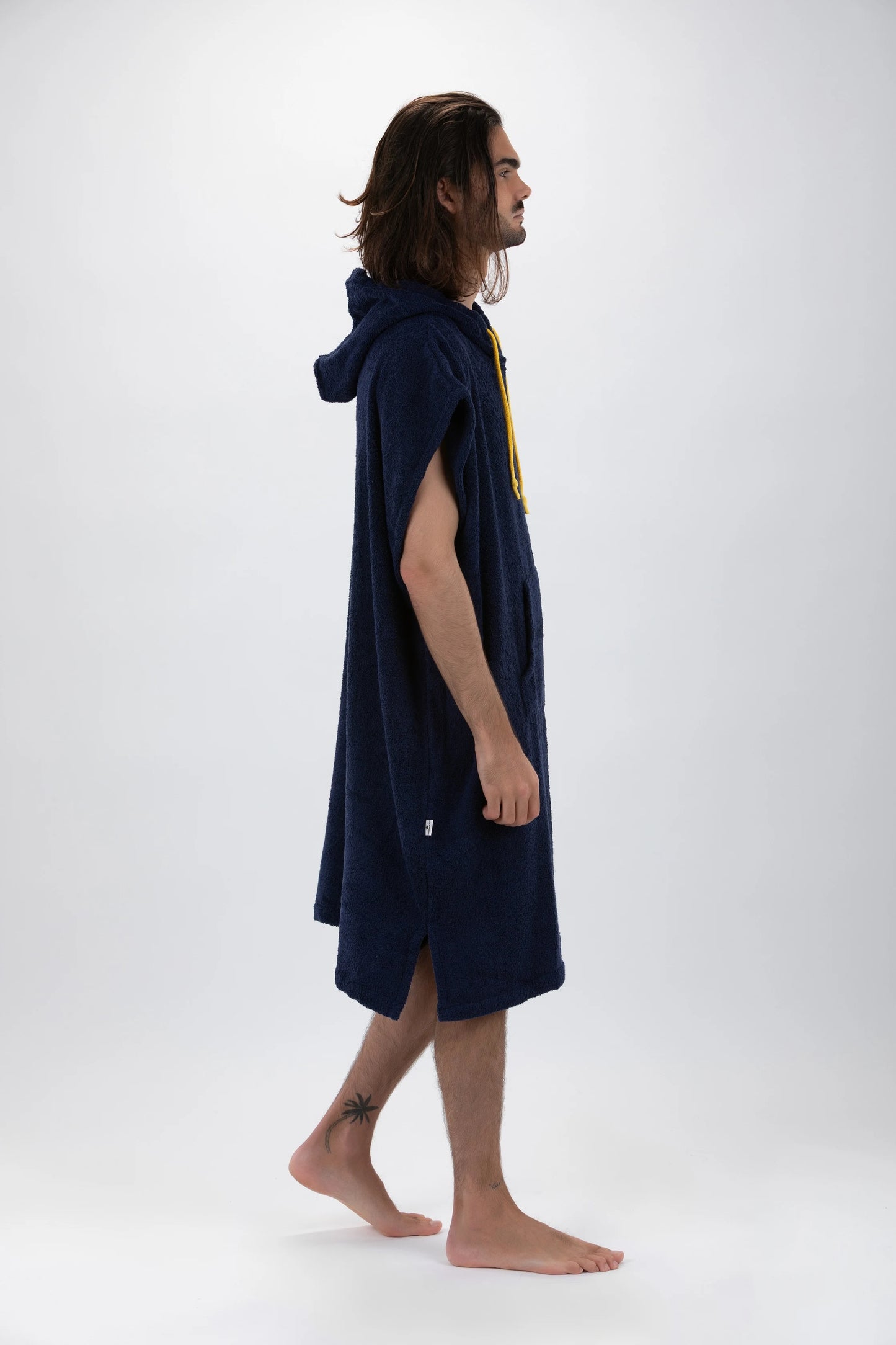 Blauer Surf-Poncho – große Größe – Baumwolle – ärmellos