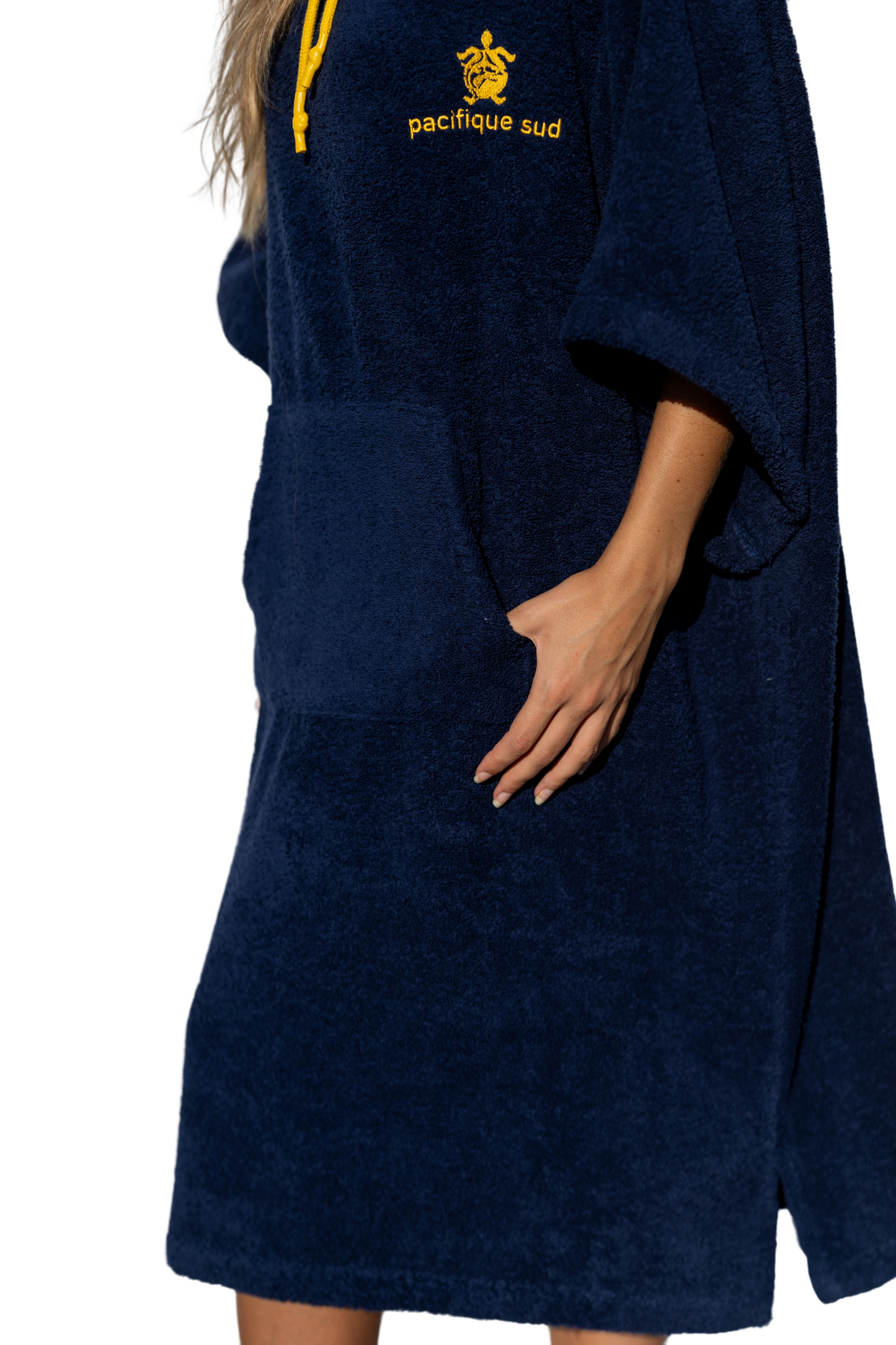 Navy Blue Surf Poncho With Sleeves