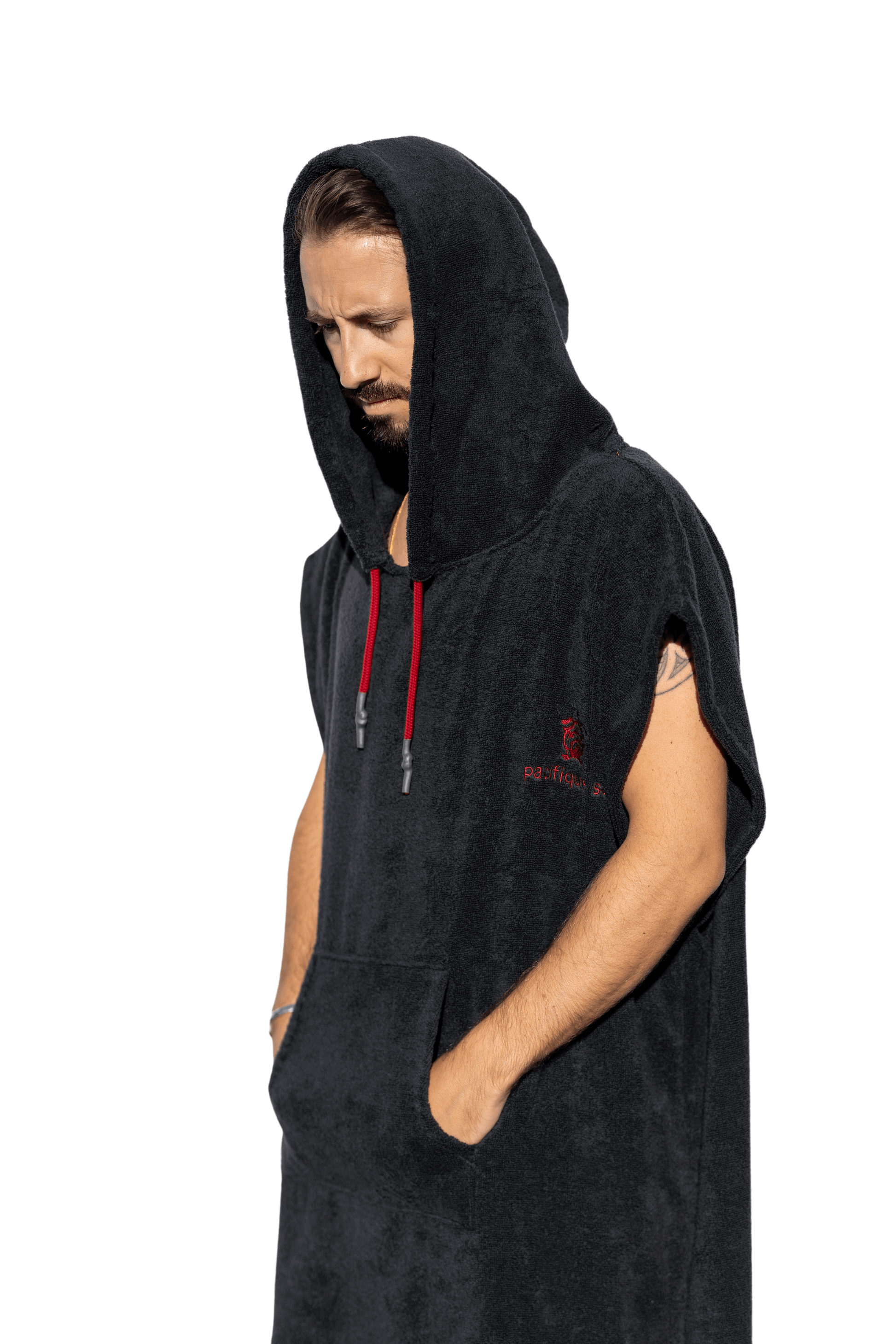  Poncho Surf Cinza Escuro sem mangas